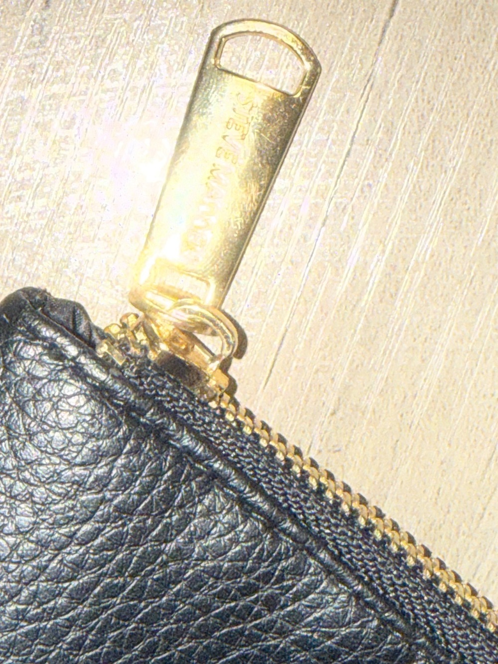 Steve Madden Black Pebbled Wristlet with Gold Hardware Accent - Picture 7 of 7